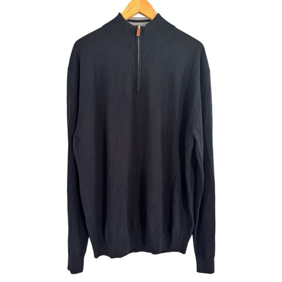 NWT Collars & Co Australian Merino Wool 1/4 Zip Sweater Navy Blue Men's Size XXL